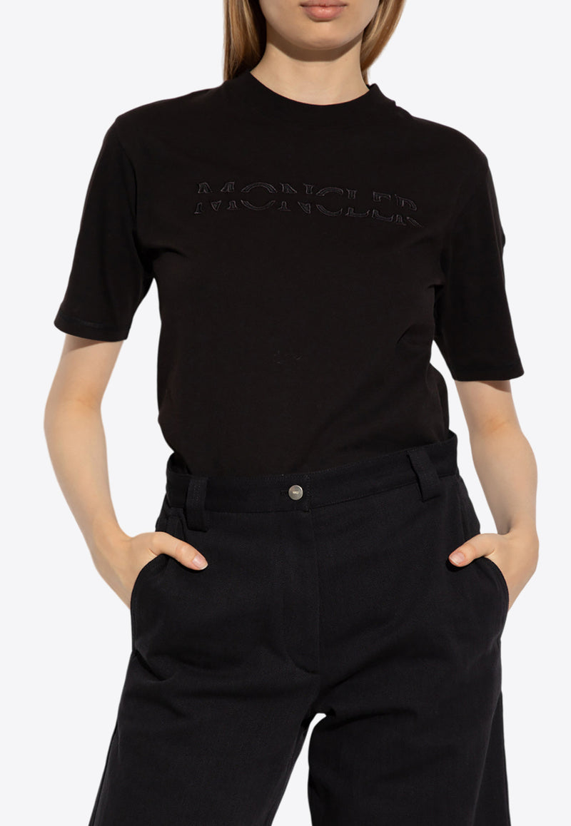 Moncler Spliced Embroidered Logo T-shirt Black H20938C00017 829H8-999