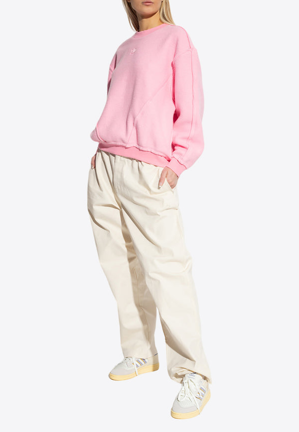 Adidas Originals Embroidered Logo Fleece Sweatshirt Pink HL9128 0-LTPINK