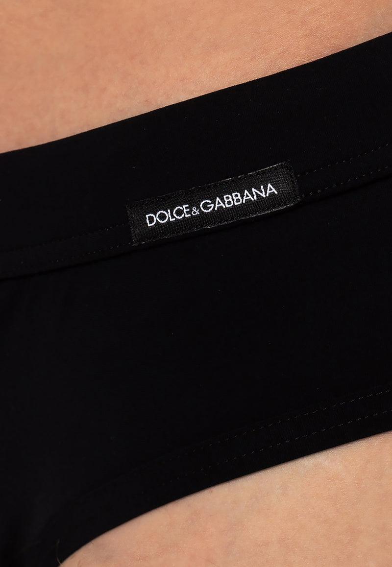 Dolce & Gabbana Logo Patch Swimming Trunks Black M4A08J FUGA2-N0000