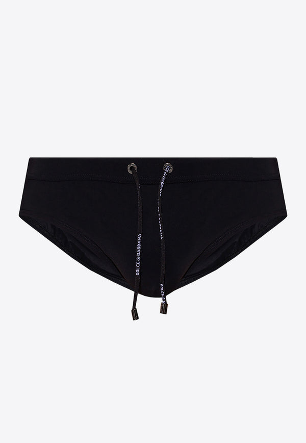 Dolce & Gabbana Logo Patch Swimming Trunks Black M4A27J FUGA2-N0000