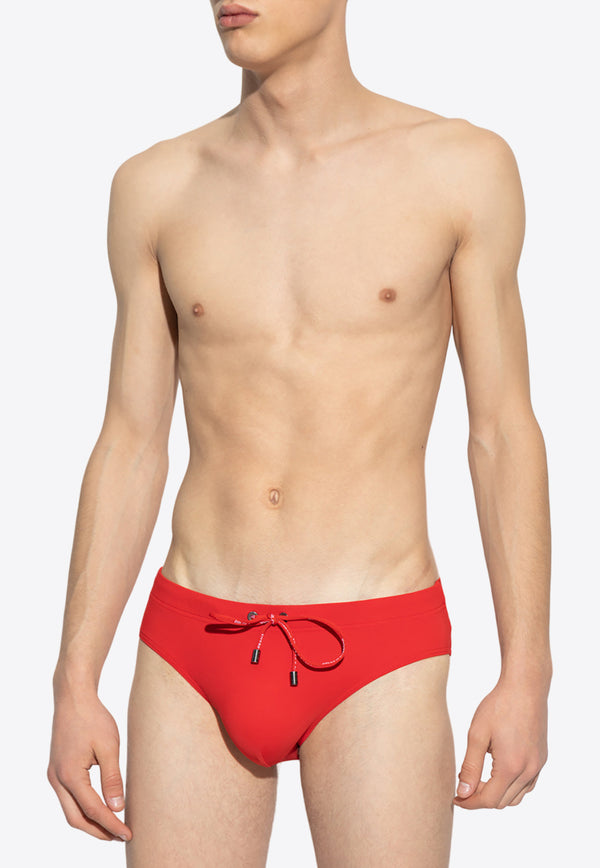 Dolce & Gabbana Drawstring Swimming Briefs with Logo Red M4A58J FUGA2-R0013