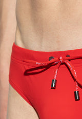 Dolce & Gabbana Drawstring Swimming Briefs with Logo Red M4A58J FUGA2-R0013