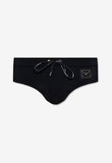 Dolce & Gabbana Logo Plaque Swim Briefs Black M4A76J FUGA2-N0000