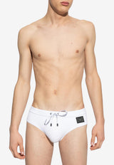 Dolce & Gabbana Logo Plaque Swim Briefs White M4A76J FUGA2-W0800