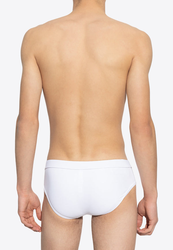 Dolce & Gabbana Logo Plate Swimming Briefs White M4A76J FUGA2-W0800