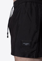 Dolce & Gabbana Logo Patch Swim Shorts  Black M4B11T FUSFW-N0000