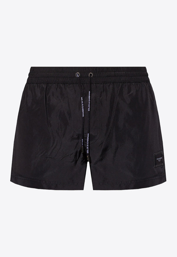 Dolce & Gabbana Logo Patch Swim Shorts  Black M4B11T FUSFW-N0000