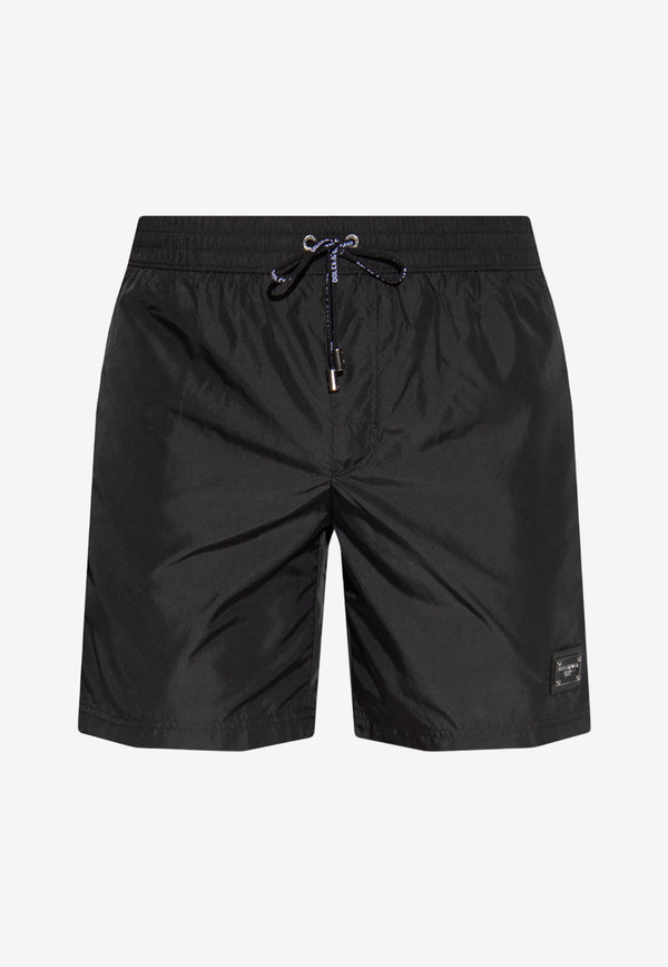 Dolce & Gabbana Logo Patch Swim Shorts Black M4E45T FUSFW-N0000