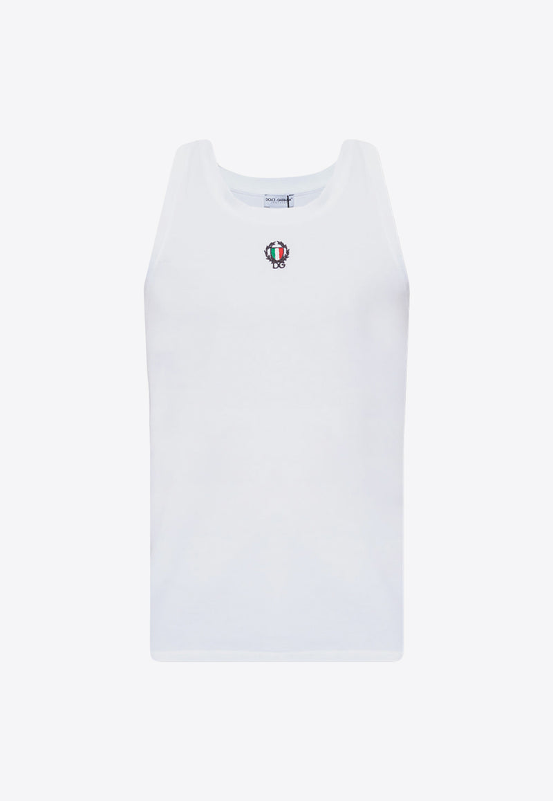 Dolce & Gabbana Crown and Laurel Patch Sleeveless T-shirt White M8C10J FUECG-W0800