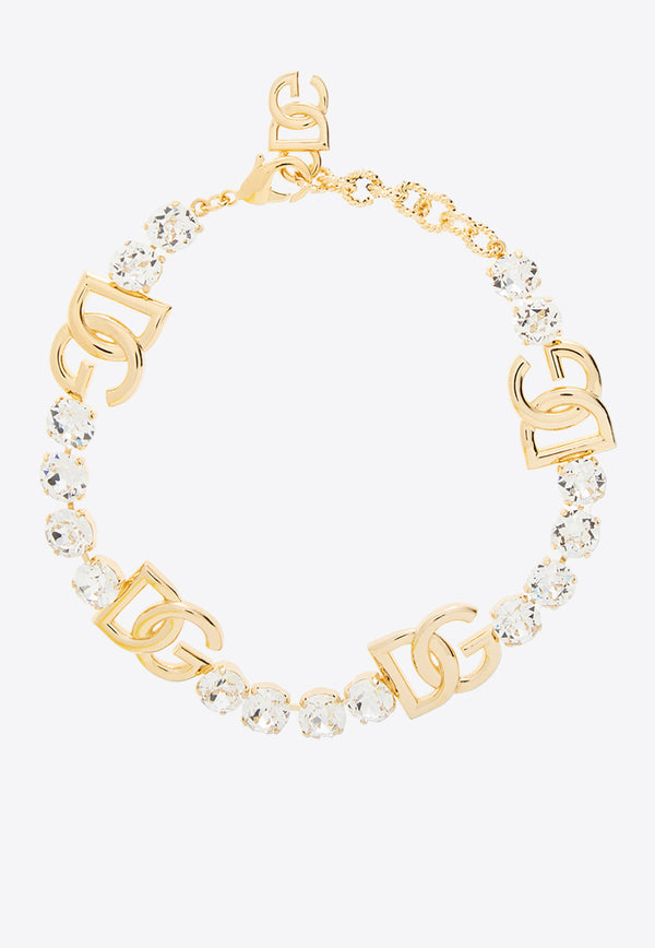 Dolce & Gabbana DG Logo Choker Necklace with Rhinestone Embellishments Gold WNO4S6 W1111-ZOO00