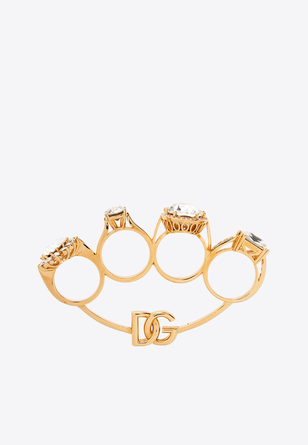 Dolce & Gabbana Quadruple Crystal Embellished Ring Gold WRO8S1 W1111-G1012