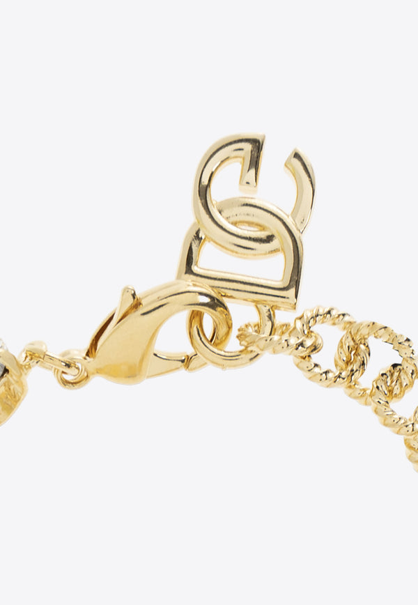 Dolce & Gabbana Crystal Embellished DG Logo Bracelet Gold WBO4S4 W1111-ZOO00