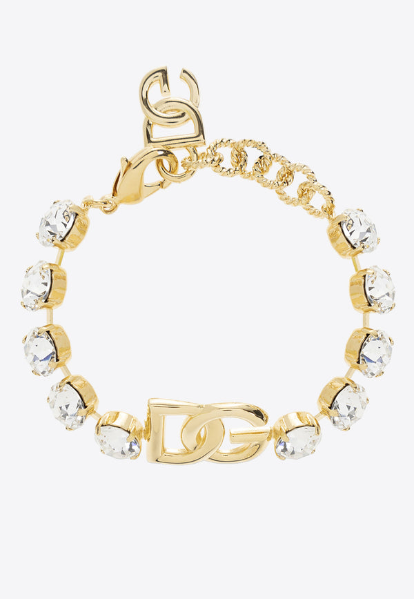 Dolce & Gabbana Crystal Embellished DG Logo Bracelet Gold WBO4S4 W1111-ZOO00