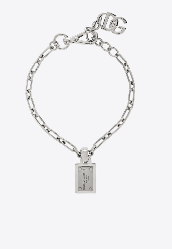 Dolce & Gabbana Logo Plate Chain Bracelet Silver WBP1T4 W1111-87655