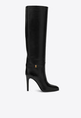 Saint Laurent Diane 100 Grained Leather Knee-High Boots Black 74379725V00/P_YSL-1000