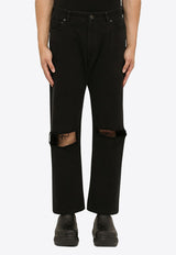 Balenciaga Straight-Leg Ripped Jeans Black 745149TNW11/N_BALEN-1700