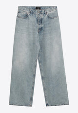 Balenciaga Logo Patch Washed Loose Jeans Blue 745213TRW55/R_BALEN-6185