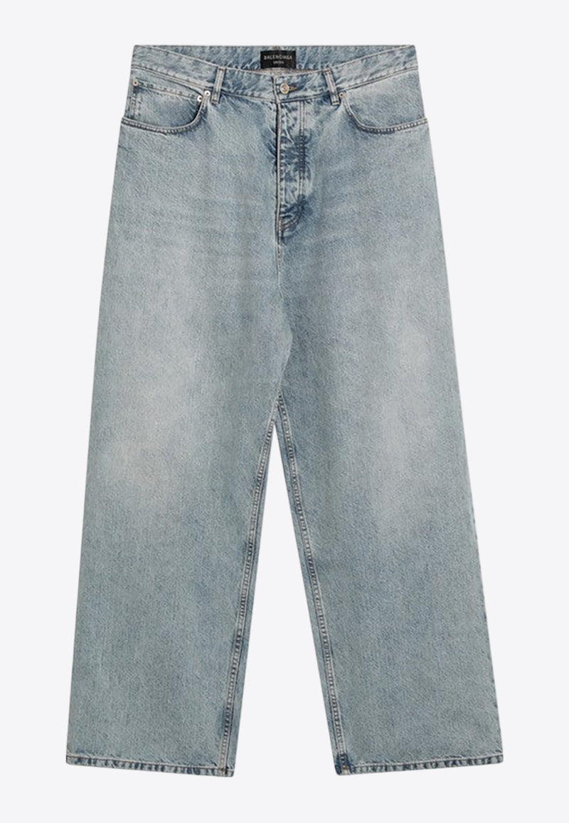 Balenciaga Logo Patch Washed Loose Jeans Blue 745213TRW55/R_BALEN-6185