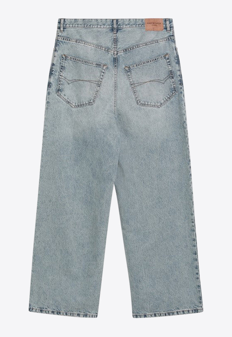 Balenciaga Logo Patch Washed Loose Jeans Blue 745213TRW55/R_BALEN-6185