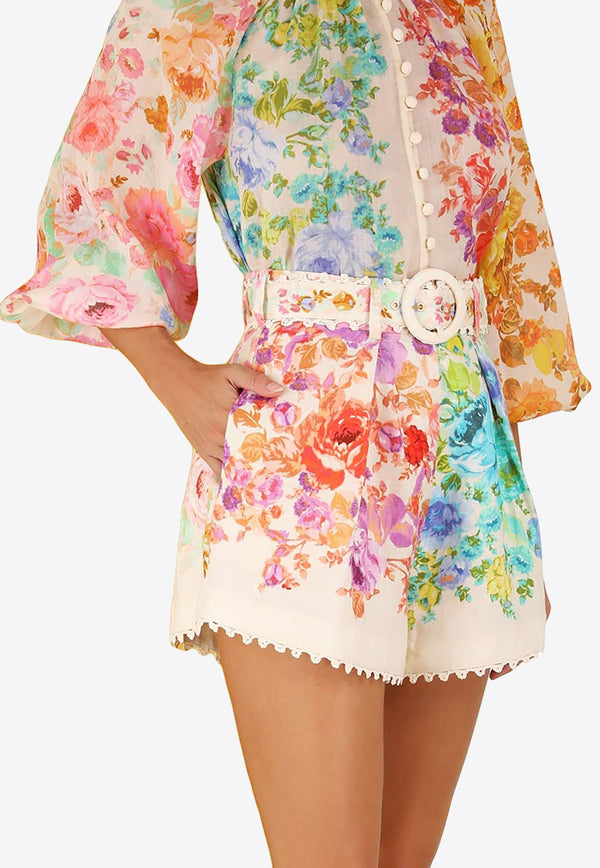 Zimmermann Raie Tuck Floral Mini Shorts Multicolor 7453ASS232MULTICOLOUR