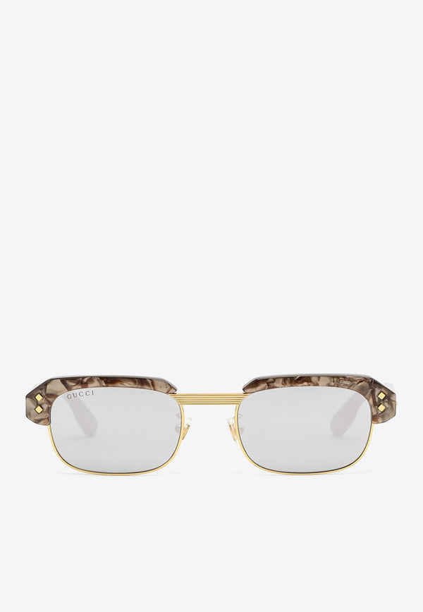 Gucci Marble-Effect Rectangular Sunglasses Gray 746938J0740/M_GUC-2381