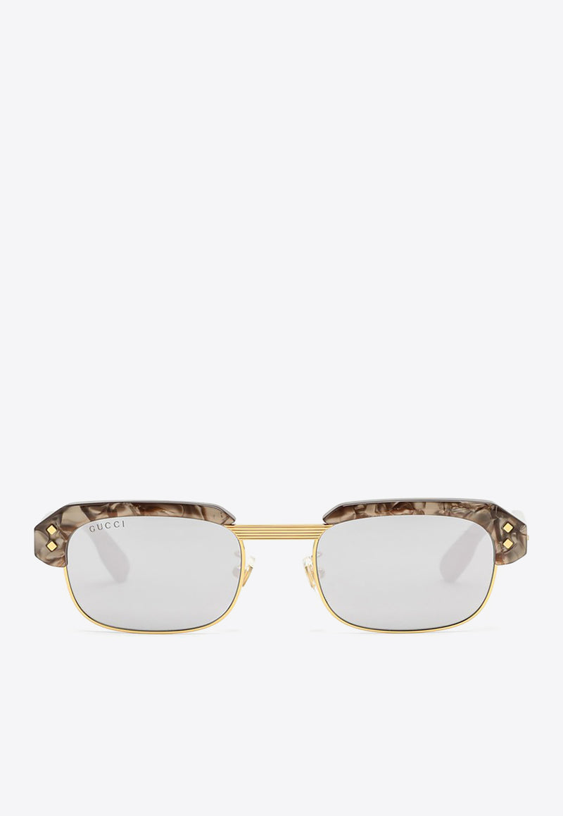 Gucci Marble-Effect Rectangular Sunglasses Gray 746938J0740/M_GUC-2381