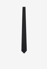 Valentino Silk Tie with VLogo-Palque Black