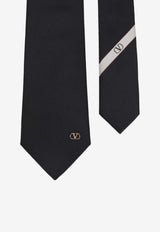 Valentino Silk Tie with VLogo-Palque Black