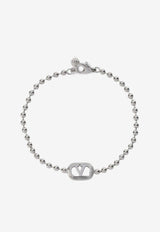 Valentino VLogo Chain Brass Bracelet Palladium