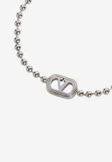 Valentino VLogo Chain Brass Bracelet Palladium