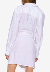 Jacquemus Bahia Asymmetric Mini Shirt Dress 6204440000 White