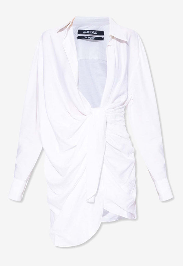 Jacquemus Bahia Asymmetric Mini Shirt Dress 6204440000 White
