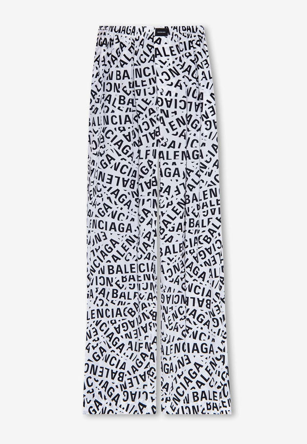 Balenciaga Logo Print Wide Leg Pants 62046911