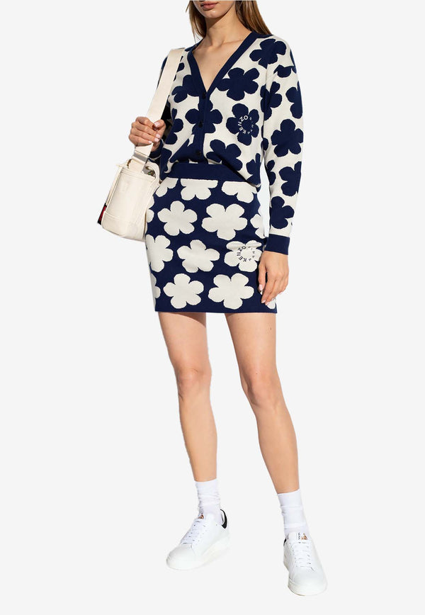 Kenzo Hana Dots Jacquard Knit Mini Skirt Navy 6104510000