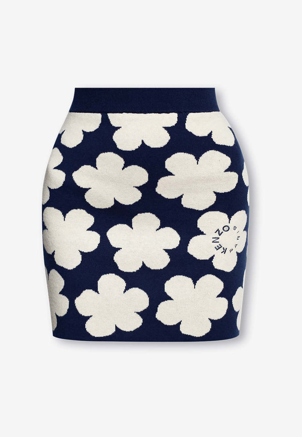 Kenzo Hana Dots Jacquard Knit Mini Skirt Navy 6104510000