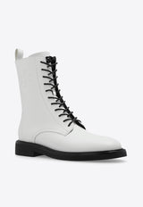 Tory Burch Double T Calf Leather Combat Boots White 154332 0-100