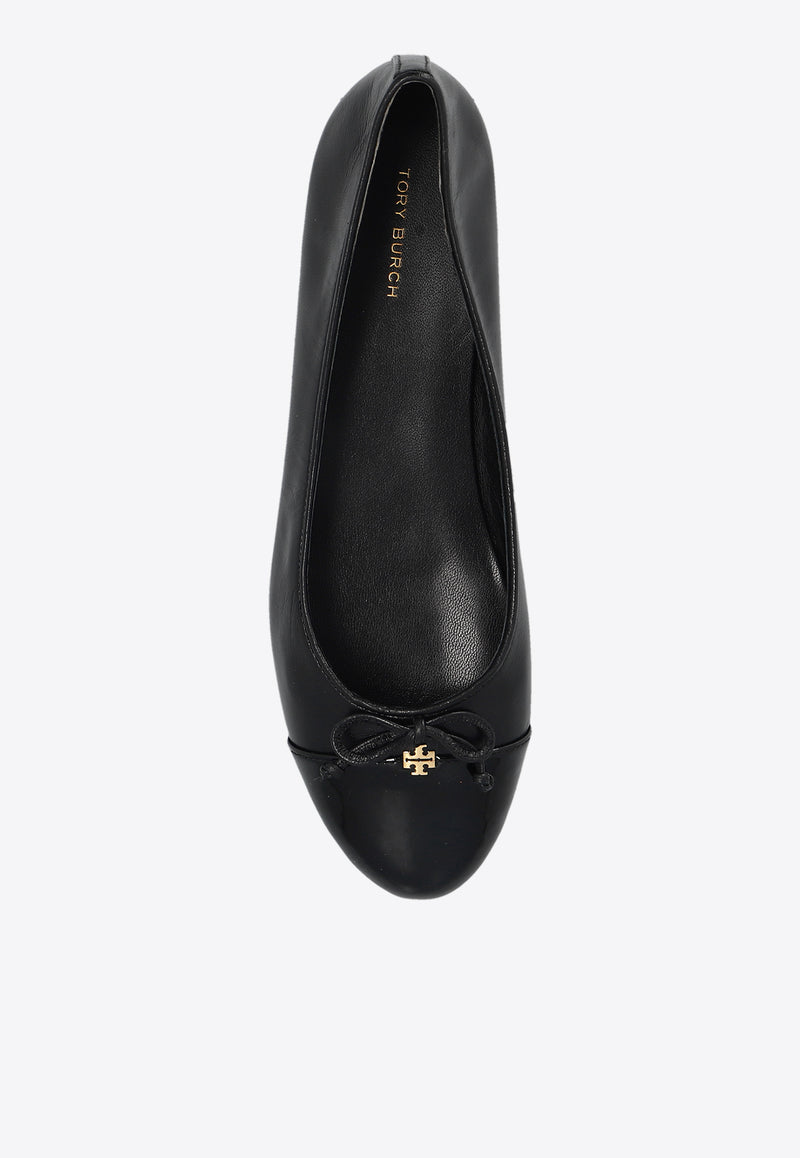 Tory Burch Cap-Toe Calf Leather Ballet Flats Black 154511 0-004