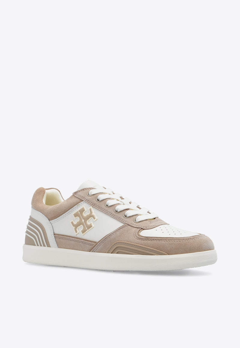 Tory Burch Clover Leather and Suede Sneakers Beige 155626 0-201