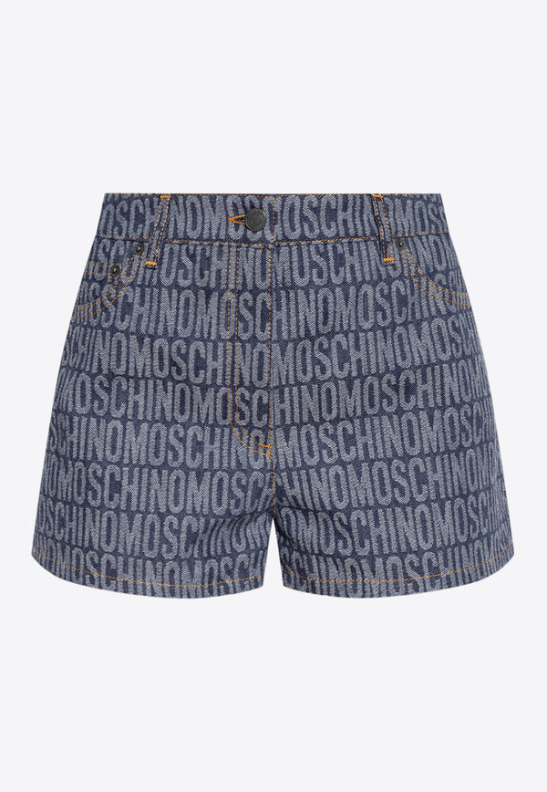 Moschino Logo Monogram Denim Shorts  Blue 232EM A0303 7723-1290