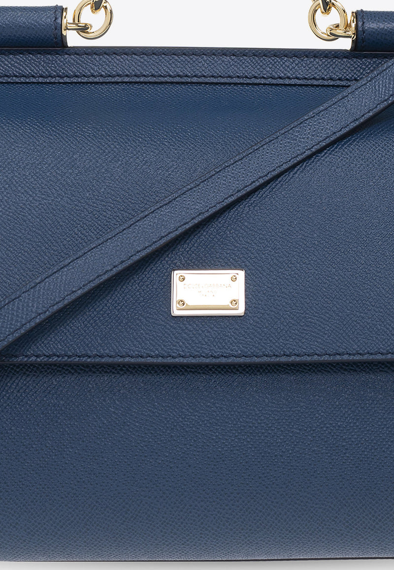 Dolce & Gabbana Large Sicily Shoulder Bag in Dauphine Leather Blue BB6002 A1001-87398