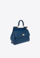 Dolce & Gabbana Small Sicily Shoulder Bag in Dauphine Leather Navy BB6003 A1001-87398