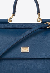Dolce & Gabbana Small Sicily Shoulder Bag in Dauphine Leather Navy BB6003 A1001-87398