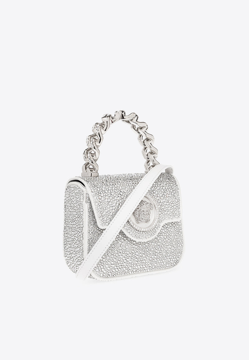 Versace Mini La Medusa Crystal Shoulder Bag Silver 1003016 1A06487-1W00P