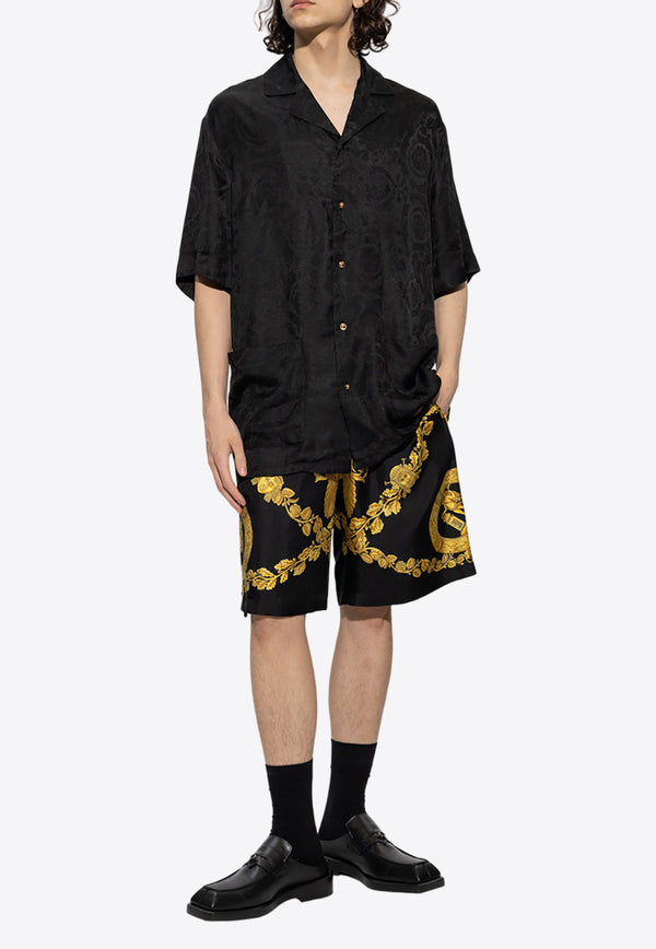 Versace Barocco Jacquard Pajama Shirt Black 62072200