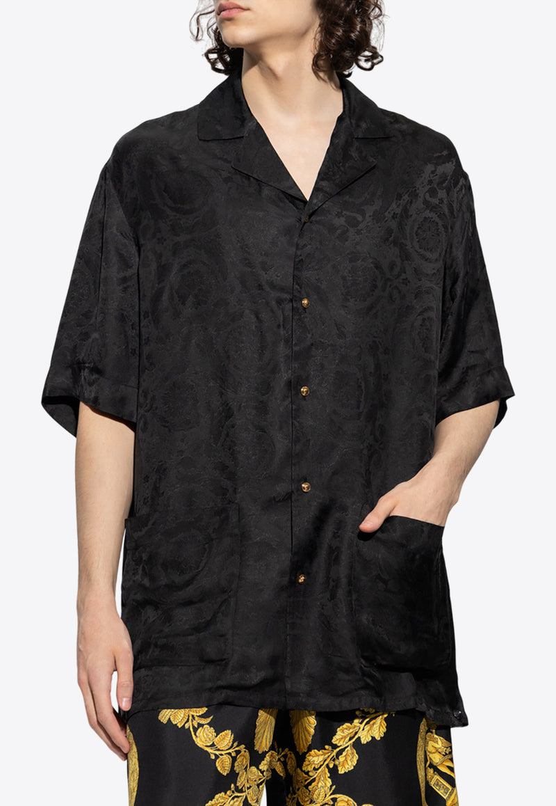 Versace Barocco Jacquard Pajama Shirt Black 62072200