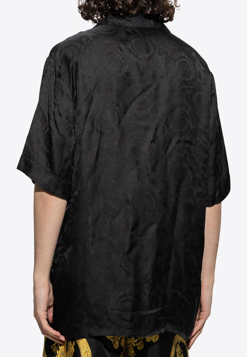 Versace Barocco Jacquard Pajama Shirt Black 62072200