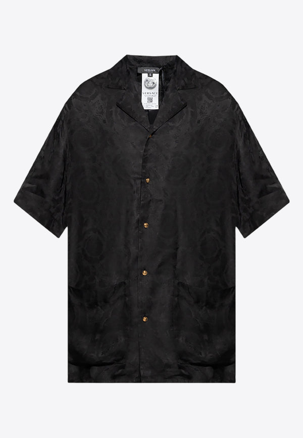 Versace Barocco Jacquard Pajama Shirt Black 62072200