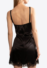 Dolce & Gabbana Lace-Trimmed Silk Camisole Dress Black 62081900