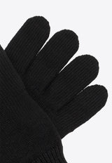 Versace Wool Ribbed-Knit Gloves Black 1012828 1A09247-1B000