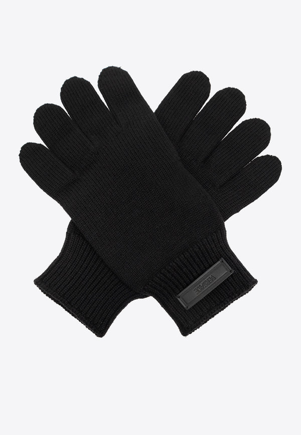 Versace Wool Ribbed-Knit Gloves Black 1012828 1A09247-1B000